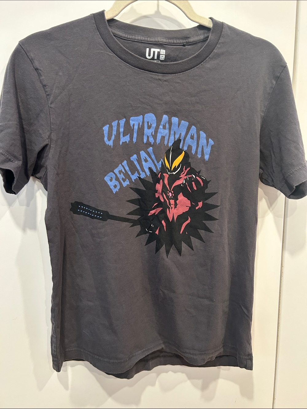 Uniqlo Ultraman Belial Graphic Tee — Black with Blue, Red, Yellow
